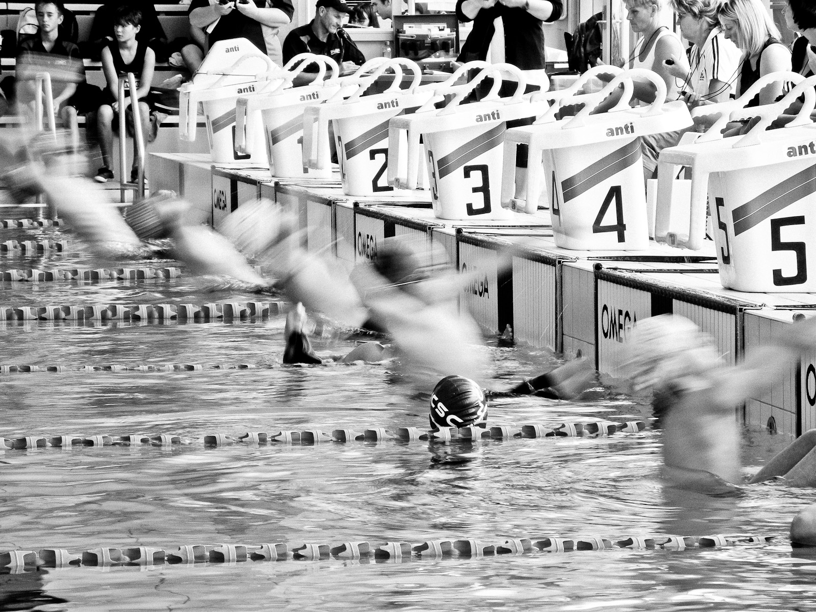 Start of backstroke heat.