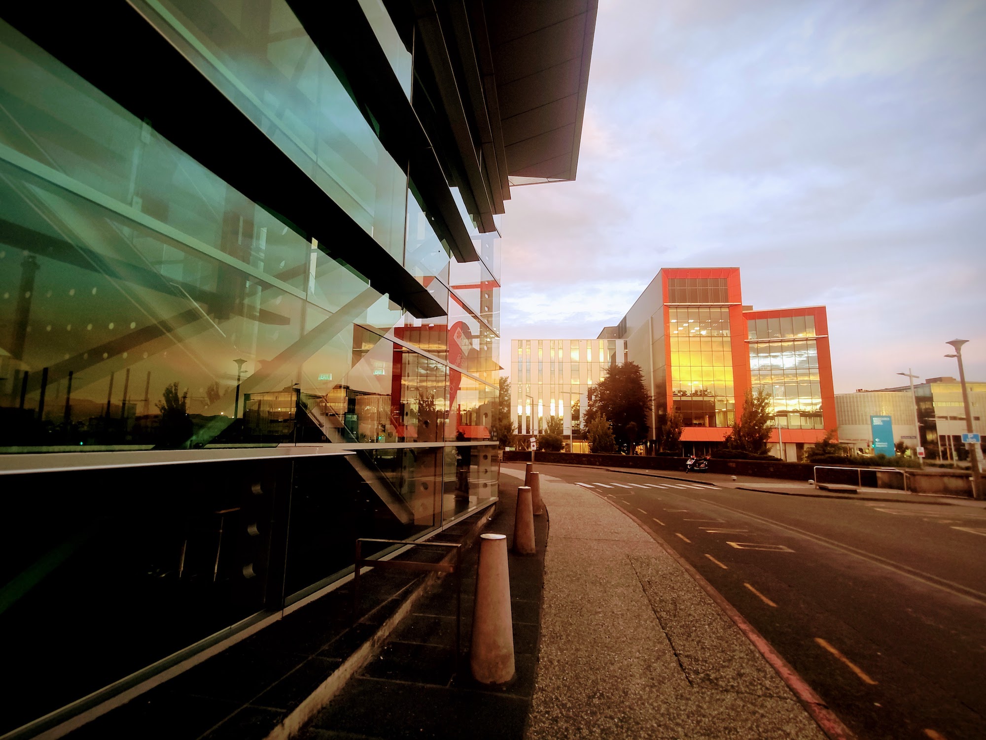 Between buildings