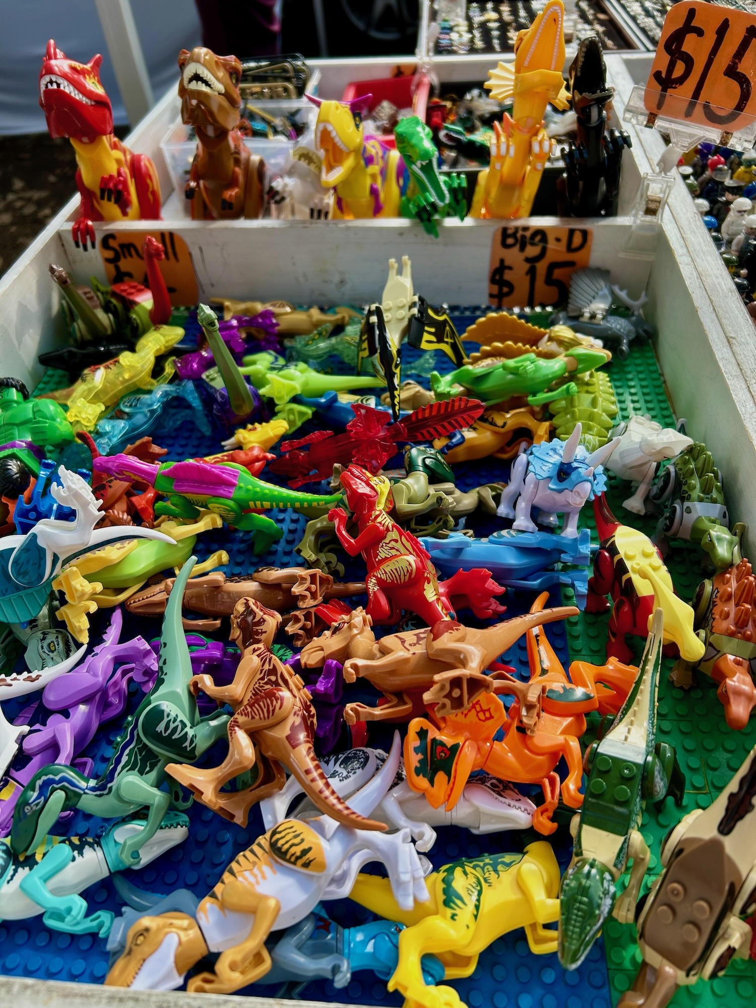 Plastic dinosaurs at Sunday Market, Christchurch.