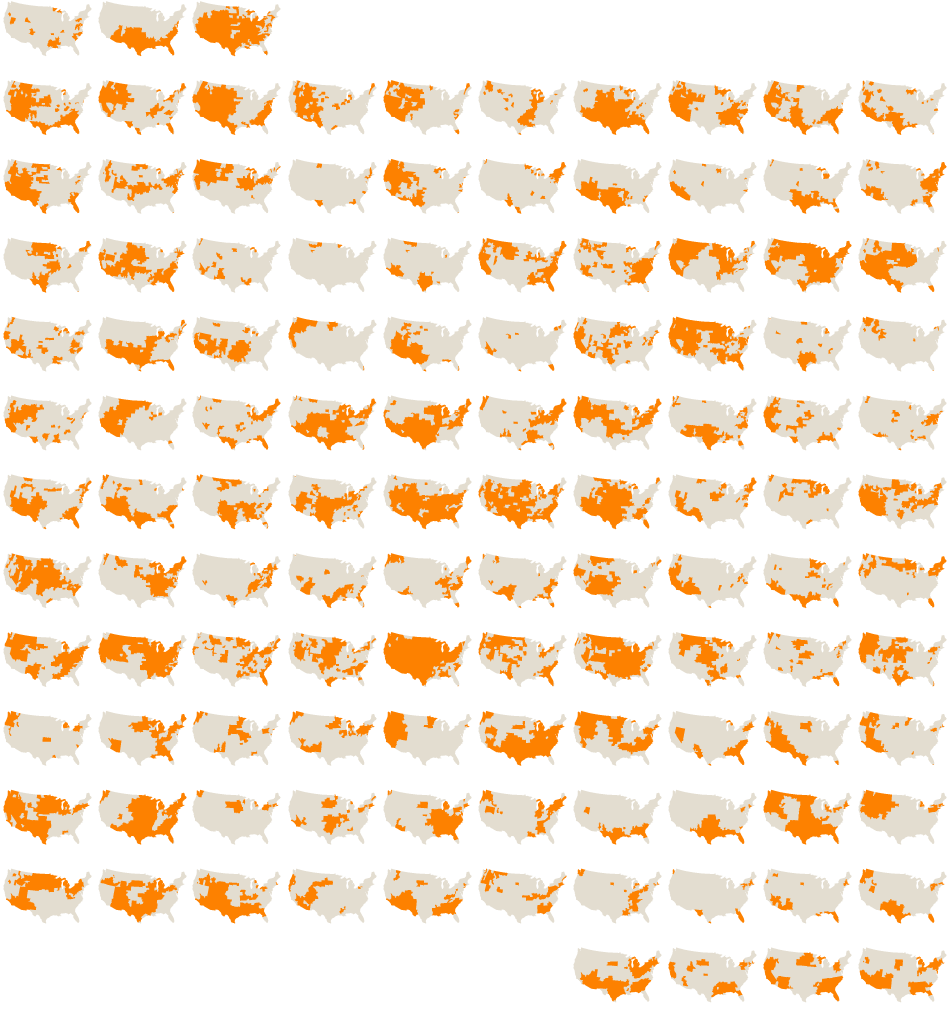 Drought’s Footprint map produced by The New York Times. This can help to understand the Decade patterns in previous figures.