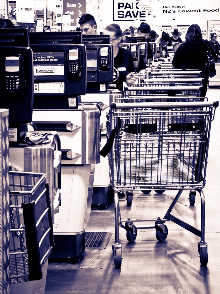 Supermarkets in New Zealand, Are they creepy too? Checkouts at Pak N Save, Christchurch.